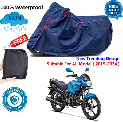 AutoGalaxy Waterproof Two Wheeler Cover for Hero(Glamour Programmed FI BS6, Blue, Red)