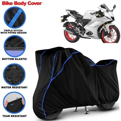 Grizzly Waterproof Two Wheeler Cover for Yamaha(R15 V3, Black, Blue)