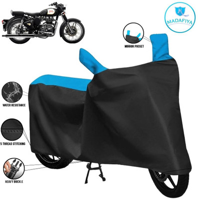 MADAFIYA Waterproof Two Wheeler Cover for Royal Enfield(Standard 350, Black, Blue)