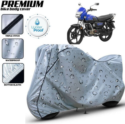 Delphinium Waterproof Two Wheeler Cover for TVS(Radeon, Silver, Black)
