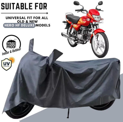 MADAFIYA Waterproof Two Wheeler Cover for Hero, Honda(HF Deluxe BS6, Grey)
