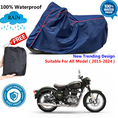 AUTOCAD Waterproof Two Wheeler Cover for Royal Enfield(Standard 350, Blue, Red)