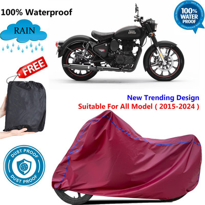 AutoGalaxy Waterproof Two Wheeler Cover for Royal Enfield(Classic 350, Maroon)