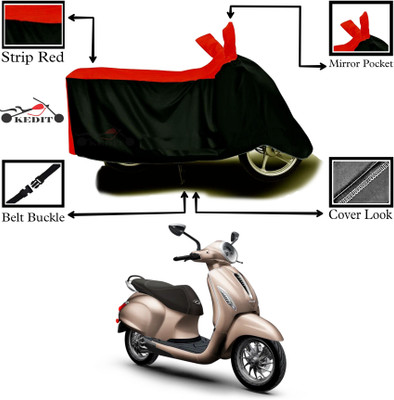 AASHTIK MART Two Wheeler Cover for Bajaj(Chetak, Red, Black)