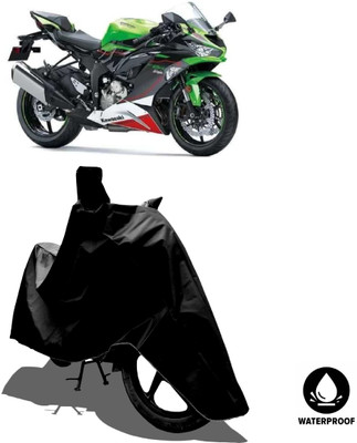 Amexride Waterproof Two Wheeler Cover for Kawasaki(Ninja ZX-6R BS6, Black)