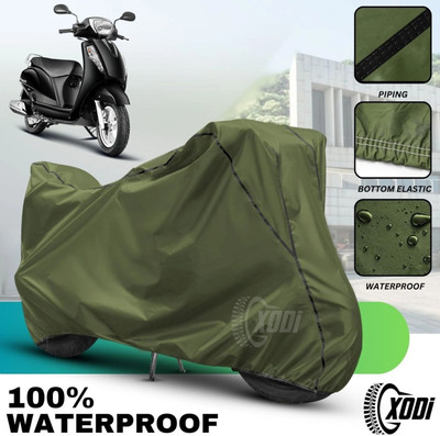 xodi Waterproof Two Wheeler Cover for Suzuki(Access, Green, Black)
