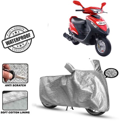 ROYAL AUTO MART Waterproof Two Wheeler Cover for Mahindra(Flyte, Silver)