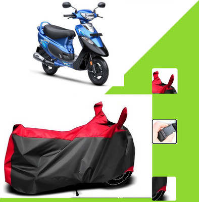 WMIZEXA Two Wheeler Cover for TVS(Pep Plus BS6, Black, Red)