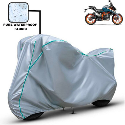 Delphinium Waterproof Two Wheeler Cover for KTM(390 Duke, Silver)