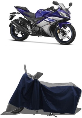 SUGASHRI Waterproof Two Wheeler Cover for Yamaha(YZF-R15 V2, Grey, Blue)