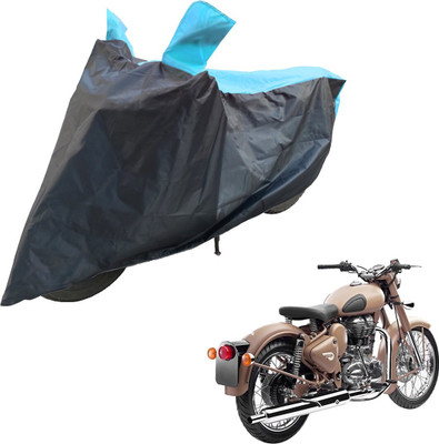 RiderShine Two Wheeler Cover for Royal Enfield(Classic Desert Storm, Blue, Black)