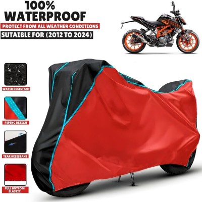 Mwiss Waterproof Two Wheeler Cover for KTM(125 Duke, Black, Red)