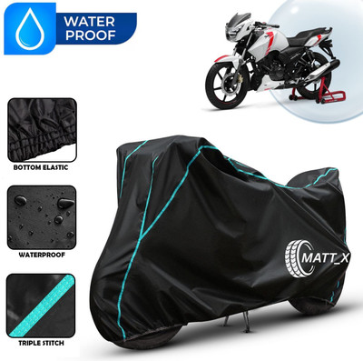 MATT_X Waterproof Two Wheeler Cover for TVS(Apache RTR 160 4V, Black, Blue)