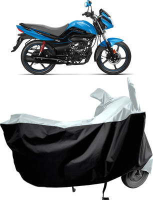 Amexride Two Wheeler Cover for Hero(Splendor I Smart, Black, Silver)