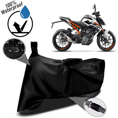 ROYAL AUTO MART Waterproof Two Wheeler Cover for KTM(125 Duke, Black)