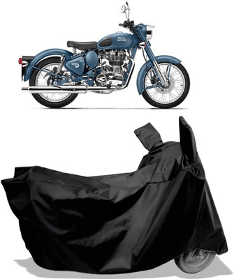 Amexride Two Wheeler Cover for Royal Enfield(Squadron Blue, Black)