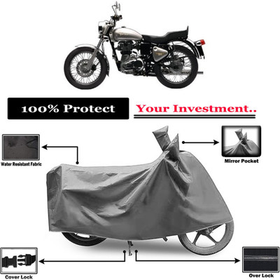Amexride Two Wheeler Cover for Royal Enfield(Bullet Electra Twinspark, Grey)