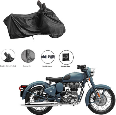RiderShine Two Wheeler Cover for Royal Enfield(Squadron Blue, Black)