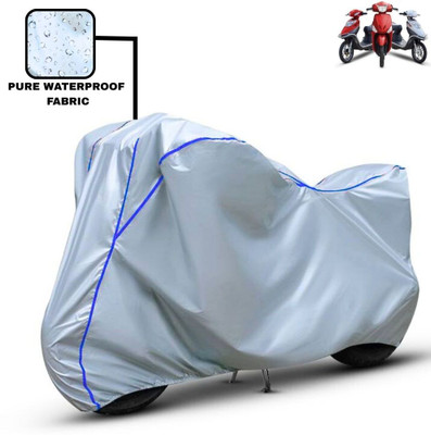 Delphinium Waterproof Two Wheeler Cover for Hero Electric(Electric Scooter, Silver, Blue)