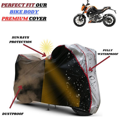 kerwa Waterproof Two Wheeler Cover for KTM(125 Duke, Black, Silver)
