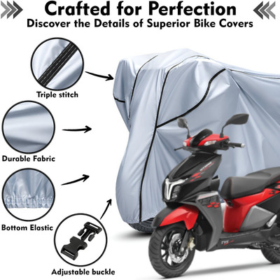 AutoGalaxy Waterproof Two Wheeler Cover for TVS(Ntorq 125, Black, Silver)