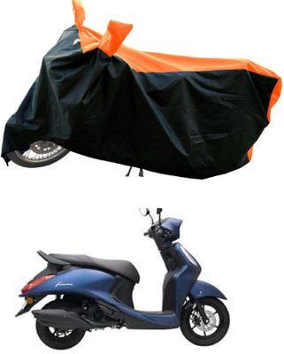 Mdstar Waterproof Two Wheeler Cover for Yamaha(Fascino 125 BS6, Orange, Black)
