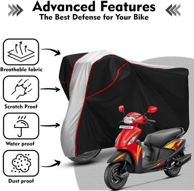 Shiv Kanha Waterproof Two Wheeler Cover for Hero(Pleasure, Black, Silver)