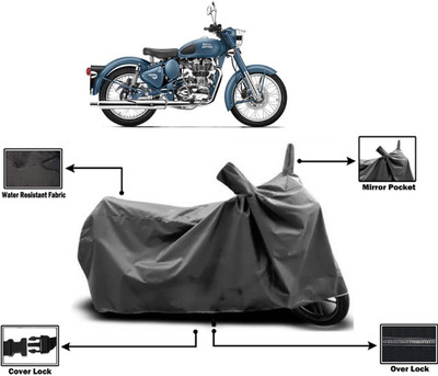 Amexride Two Wheeler Cover for Royal Enfield(Squadron Blue, Grey)