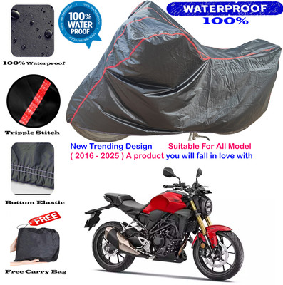 KaparDineX Waterproof Two Wheeler Cover for Honda(CB300R, Black, Red)