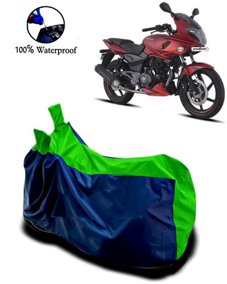 Autofly Waterproof Two Wheeler Cover for Bajaj(Pulsar 220F, Blue, Green)