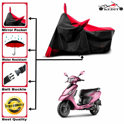 KEDIT Two Wheeler Cover for TVS(Scooty Zest, Red, Black)