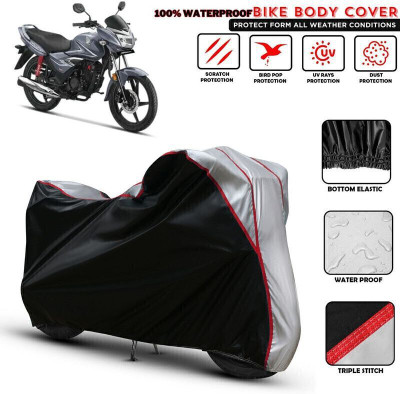 Shiv Kanha Waterproof Two Wheeler Cover for Honda(Shine, Black, Silver)