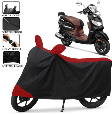 TENNYCER Waterproof Two Wheeler Cover for Hero(Pleasure Plus, Black, Red)