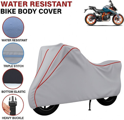 Auto Udaan Waterproof Two Wheeler Cover for KTM(390 Duke, Grey, Red)