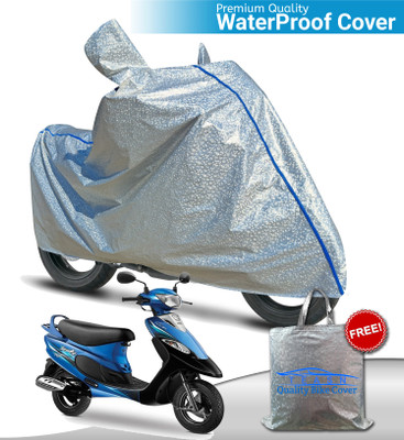 TEASN Waterproof Two Wheeler Cover for TVS(Scooty Pep Plus BS6, Silver)