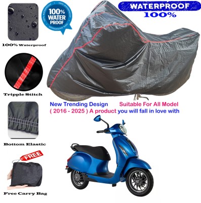 AutoGalaxy Waterproof Two Wheeler Cover for Bajaj(Chetak, Black, Red)