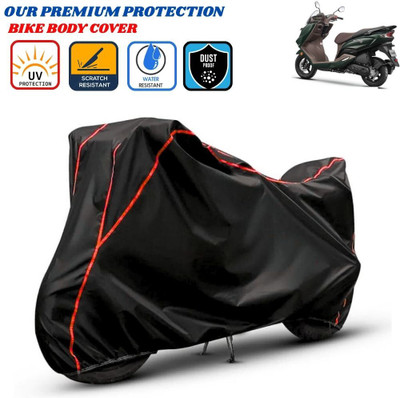 Delphinium Waterproof Two Wheeler Cover for Suzuki(Burgman Electric, Black, Red)