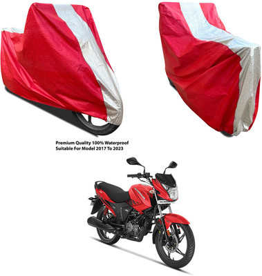 AutoGalaxy Waterproof Two Wheeler Cover for Hero(Glamour FI, Silver, Red)