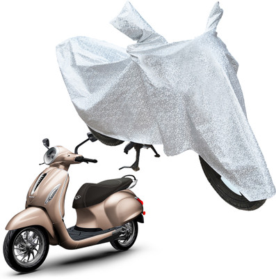 RiderShine Waterproof Two Wheeler Cover for Bajaj(Chetak, Silver)
