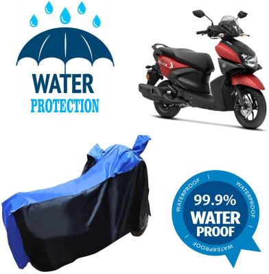 Mdstar Waterproof Two Wheeler Cover for Yamaha(Ray Z BS6, Black, Blue)