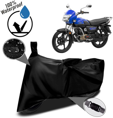 ROYAL AUTO MART Waterproof Two Wheeler Cover for TVS(Radeon, Black)