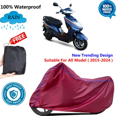 AUTOCAD Waterproof Two Wheeler Cover for Okinawa(Ridge, Maroon)