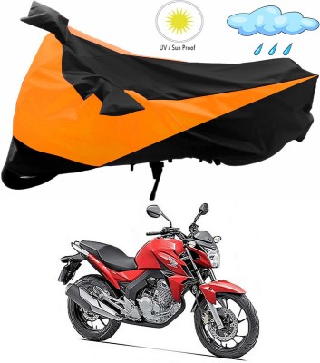 Genipap Two Wheeler Cover for Honda(CB Twister, Orange, Black)