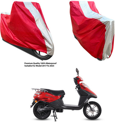 AutoGalaxy Waterproof Two Wheeler Cover for Hero(Electric Flash BS6, Silver, Red)