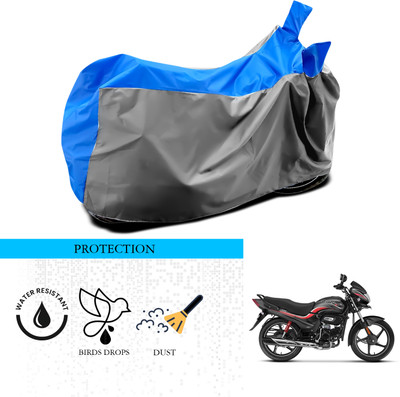 ANTHUB Waterproof Two Wheeler Cover for Hero(Passion Plus, Grey, Blue)