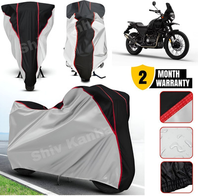 Shiv Kanha Waterproof Two Wheeler Cover for Royal Enfield(Himalayan, Silver, Black)