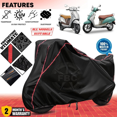 FBC Waterproof Two Wheeler Cover for Suzuki(Access 125, Black, Red)
