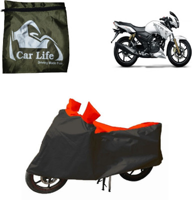 Car Life Waterproof Two Wheeler Cover for TVS(Apache RTR 180, Red, Black)