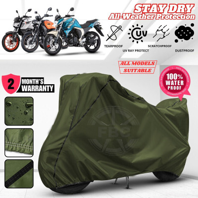 AutoGalaxy Waterproof Two Wheeler Cover for Yamaha(FZ, Green, Black)