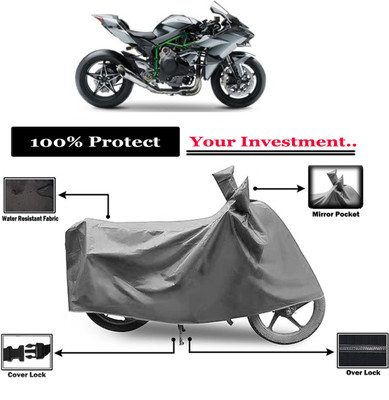 Amexride Two Wheeler Cover for Kawasaki(Ninja H2, Grey)